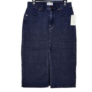 Universal Thread High-Rise Denim Midi Skirt Black Wash Women's 6 NWT Western